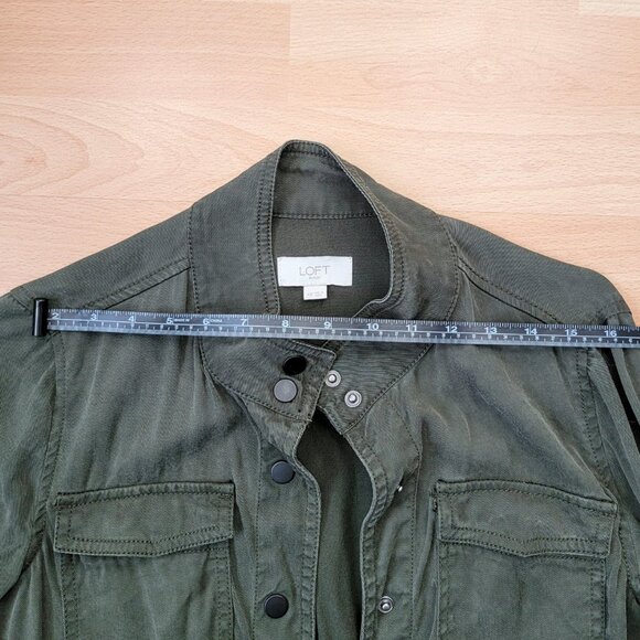 Loft Army Green Drawstring Utility Jacket Spring Casual Comfy | Size: XSmall - Picture 7 of 13